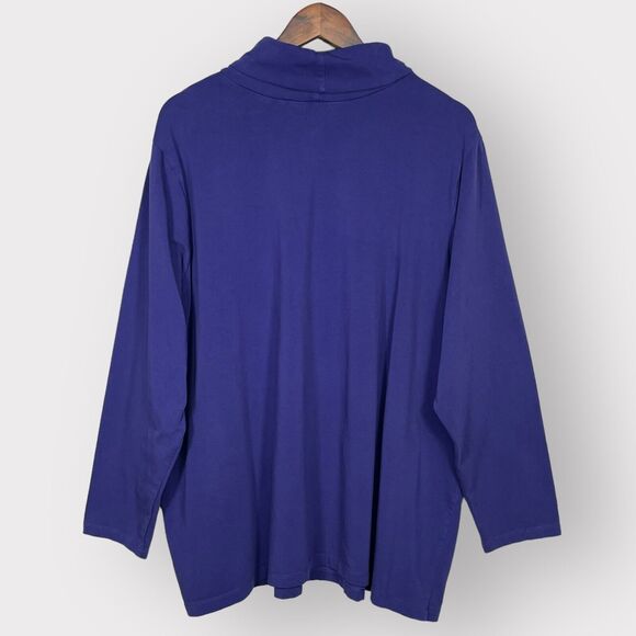 Catherines Suprema Collection Shirt Women 3X Blue‎ Turtleneck Long Sleeve F61 - Picture 6 of 12